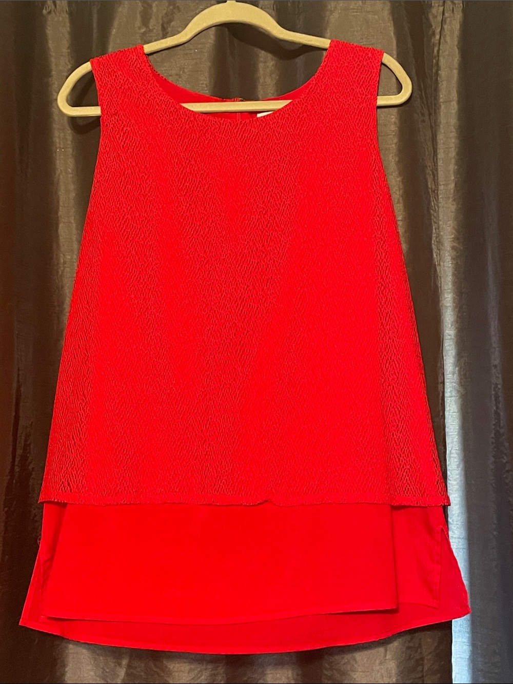 Calvin Klein Pink Textured Layered Sleeveless Blouse